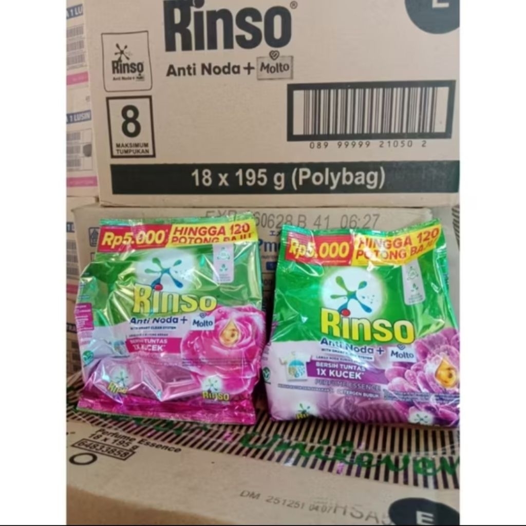 Rinso bubuk 5000 1 Karton ( 18 Pcs ) | Promo rinso 5000 an | Rinso bubuk