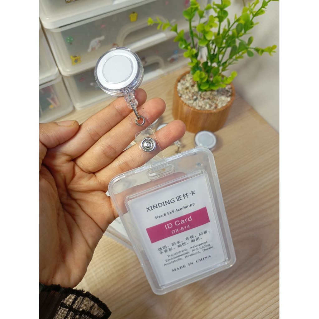 [aesthetic_aksesoris] id card bening transparant/card holder yoyo bisa di tarik