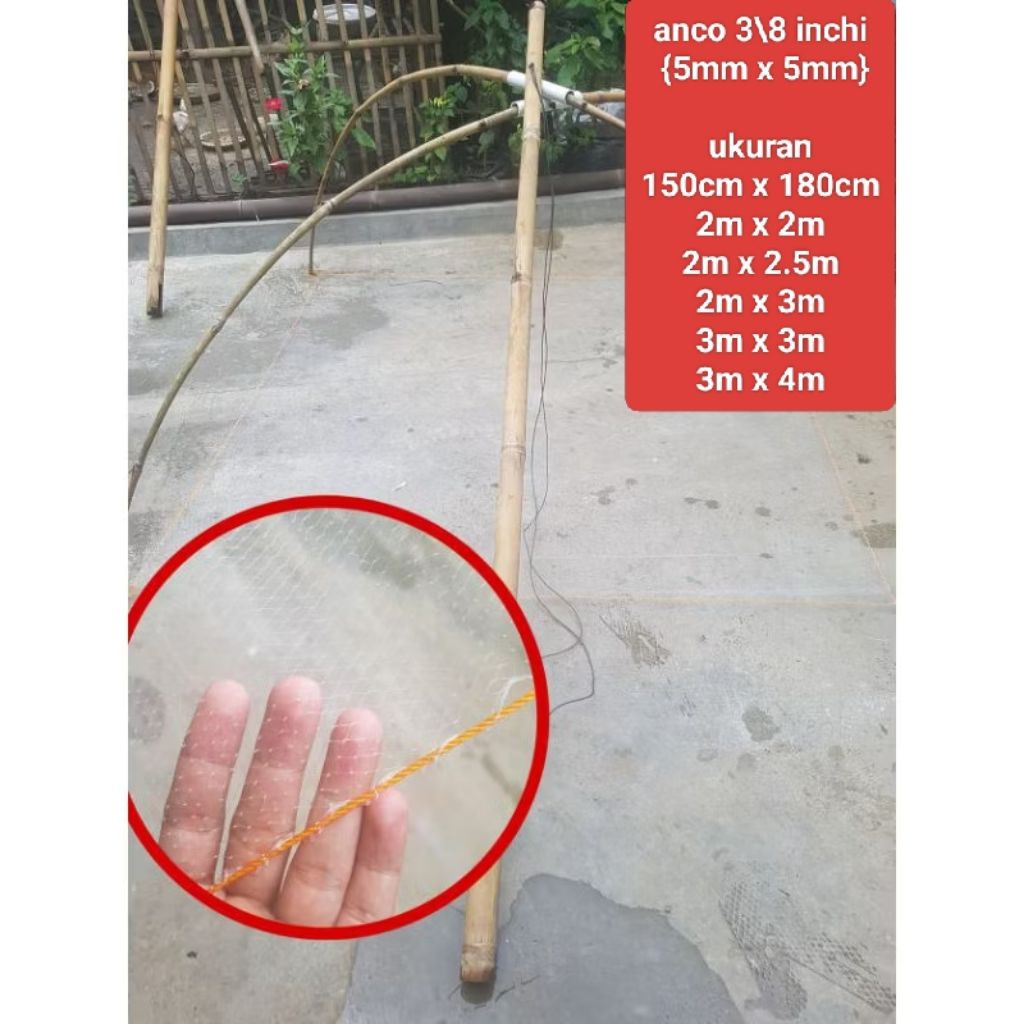 JARING ANCO PENANGKAP IKAN TRADISIONAL( khusus ikan kecil), jaring sirib ikan, tangkul, bubu ikan, j