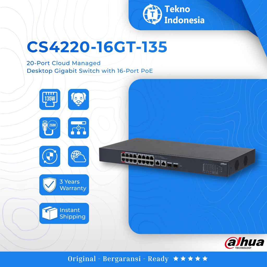 Dahua DH-CS4220-16GT-135 20-Port Cloud Managed Desktop Gigabit Switch with 16-Port PoE