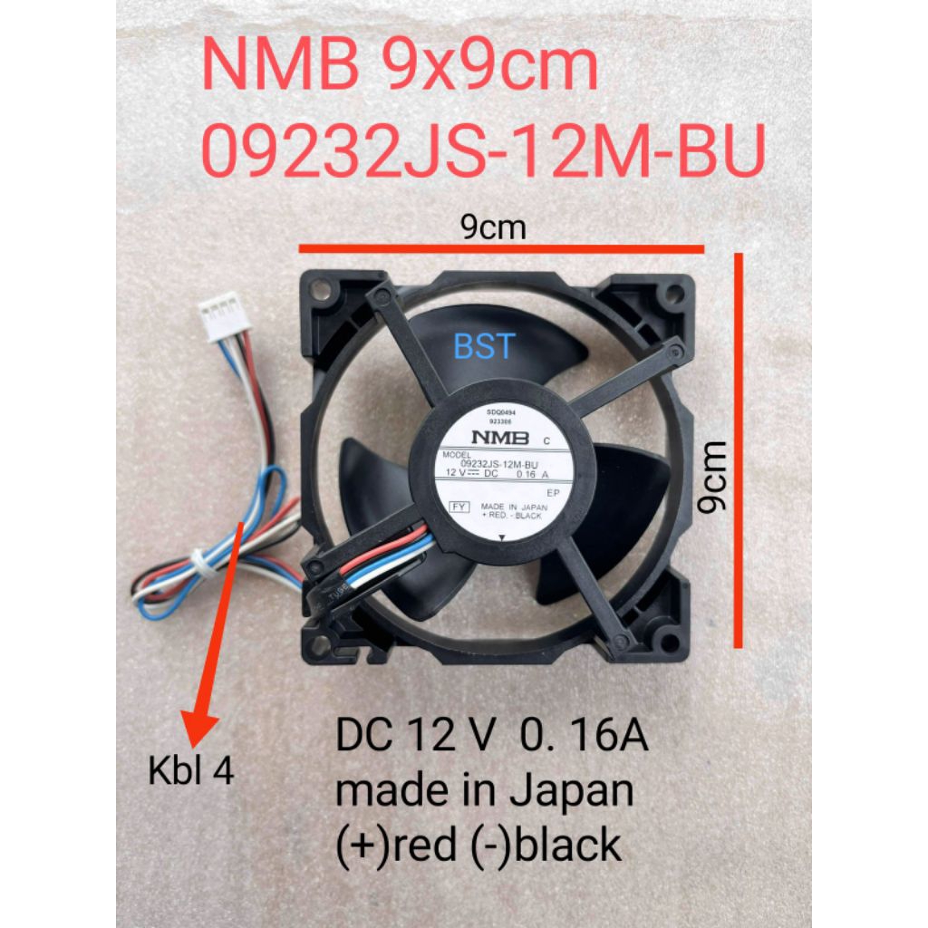 Fan dc NMB 9x9cm 12V 09232JS-12M-BU