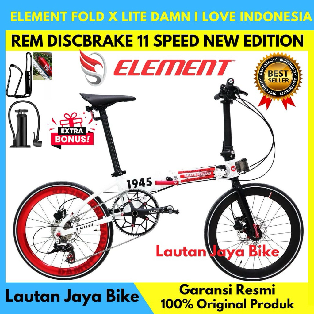 Sepeda Lipat 20 Element FOLDX X-LITE DAMN I LOVE INDONESIA New
