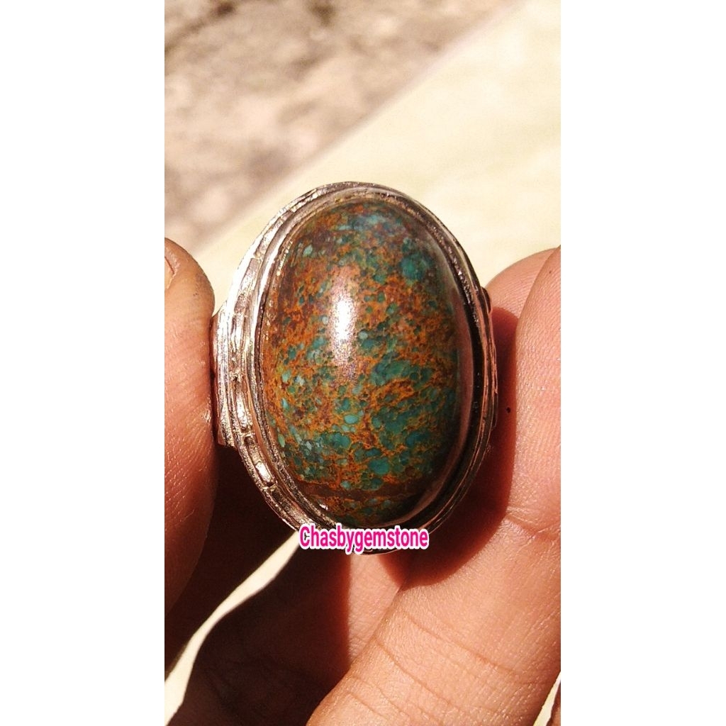 Cincin Pirus Persia beras kutah serat emas-Pirus Persia urat emas Hq