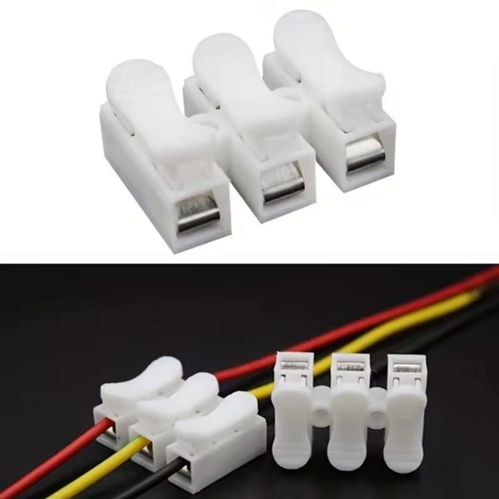 Quick Connect CH 3 Pin Wire Connector Cable Listrik 3 Slot Terminal Sambungan Penjepit 3 Jalur Penga