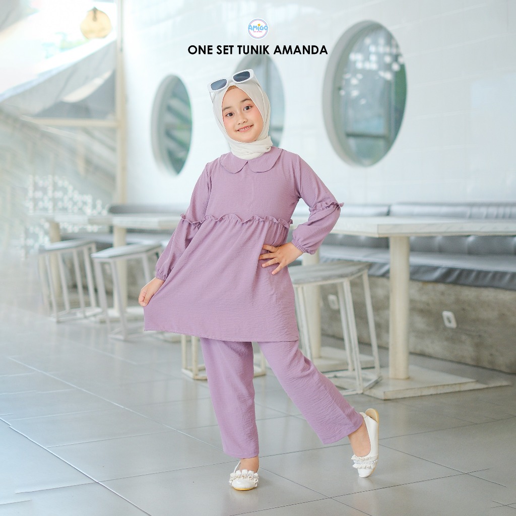 One Set Tunik Amanda Tunik crinkle air flow Anak Perempuan Baju Muslim Anak Perempuan