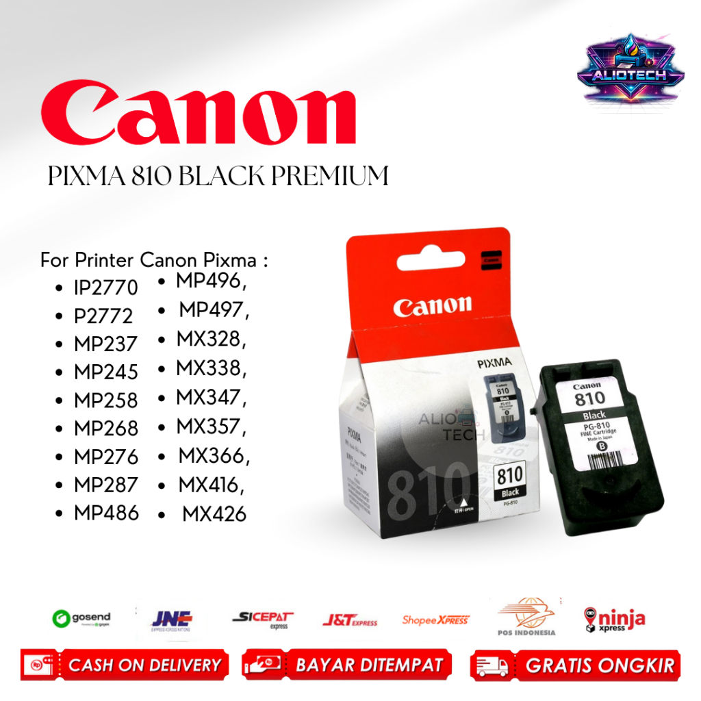 Tinta Canon 810 Black Catridege Premium Printer Canon IP2770, IP2772, MP247, MP245, MP258