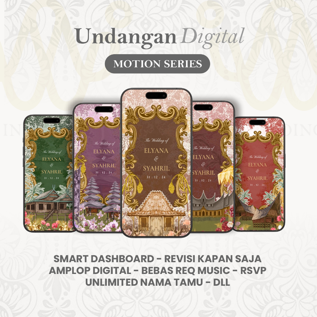 Tema Motion Adat Digital Undangan Elegan Jawa Minang Bali Bugis Batak