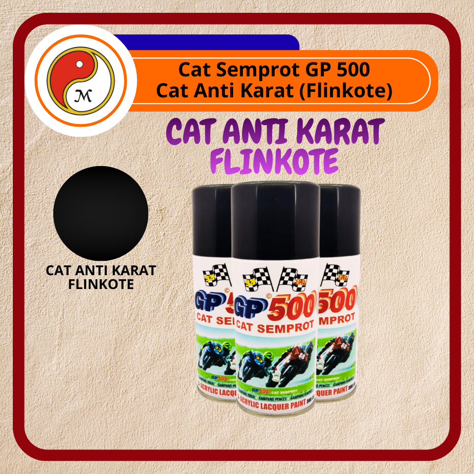 Cat Semprot GP500 Flinkote Anti Karat 300cc – Pelindung Besi - Warna Hitam Doff