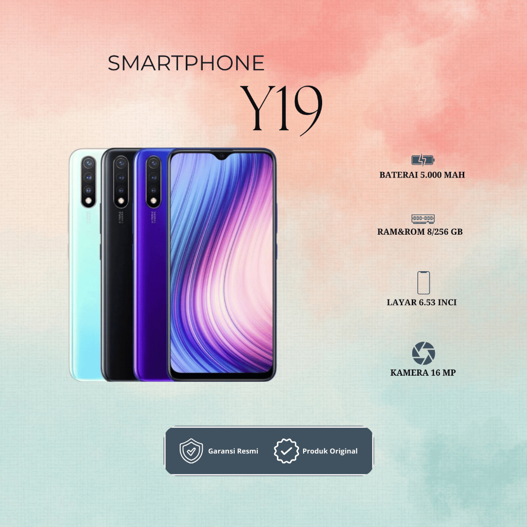 HP VIVO Y19 RAM 8/256GB KAMERA 16MP LAYAR 6.53 INCI ORIGINAL GARANSI 1 TAHUN