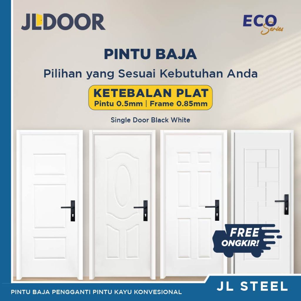 JLDOOR Pintu Baja Ringan Minimalis ECO Series White