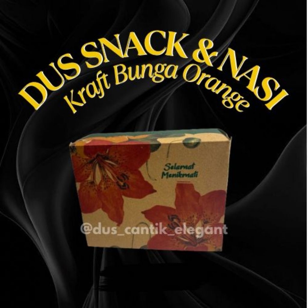 Dus Snack Dan Nasi Motif Bunga Orange