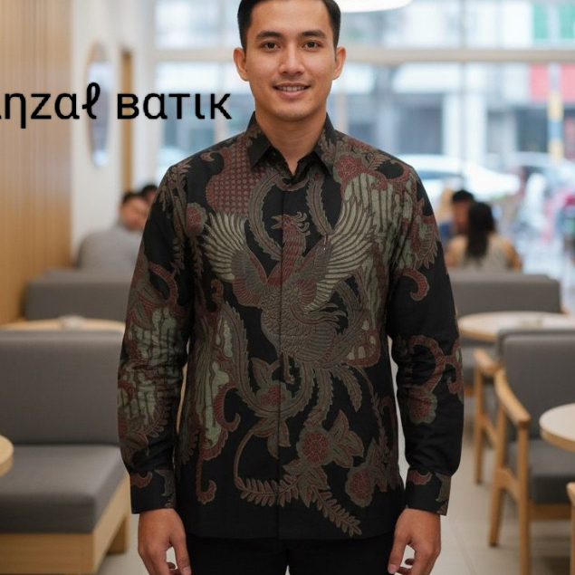 BATIK TINTA EMAS kemeja batik lengan panjang burung elang bahan katun