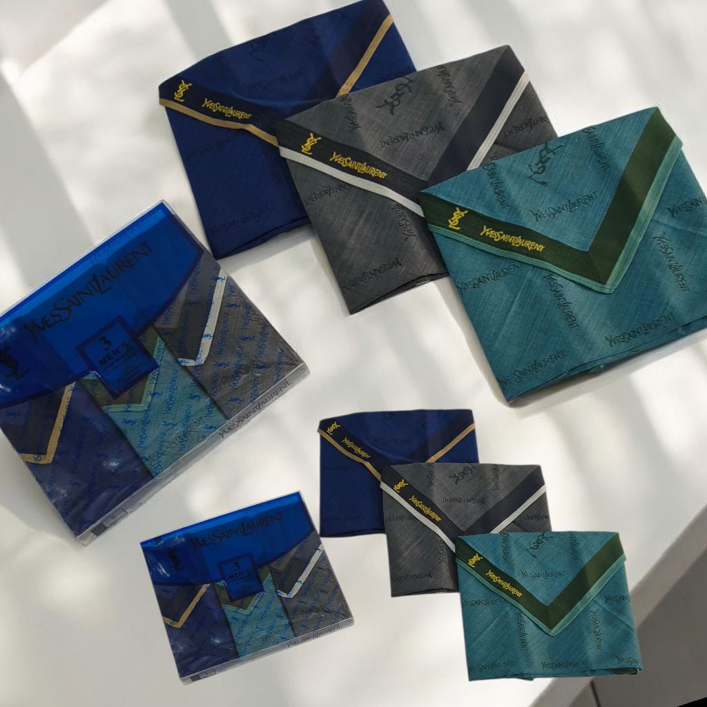 Papio - [3 PCS] Saputangan katun pria/Handkerchief/Selampe pria 46x46