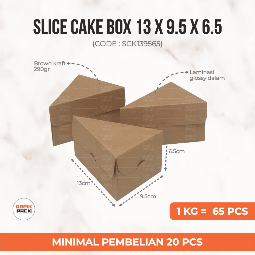Slice Cake Box 13x9.5x6.5, Kemasan Kue, Kemasan Roti, Packaging Kue, Packaging Roti, Kue Iris