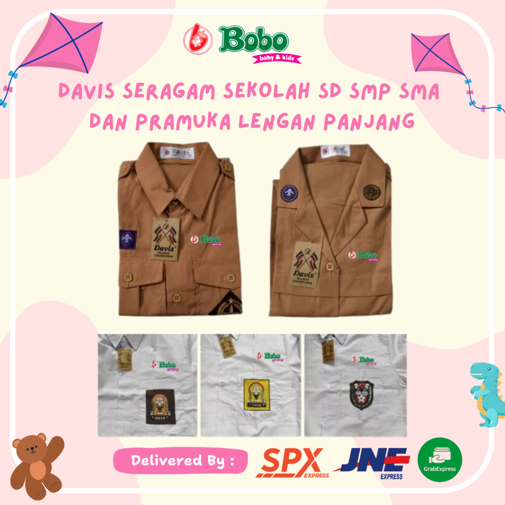 Davis Seragam Sekolah SD SMP SMA dan Pramuka Lengan Panjang
