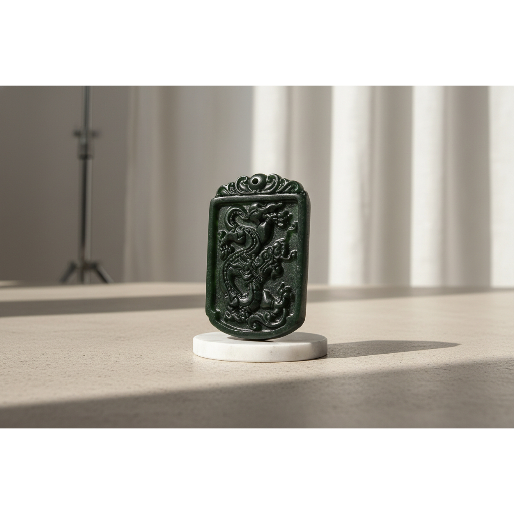 Liontin Black Jade Ukir Naga