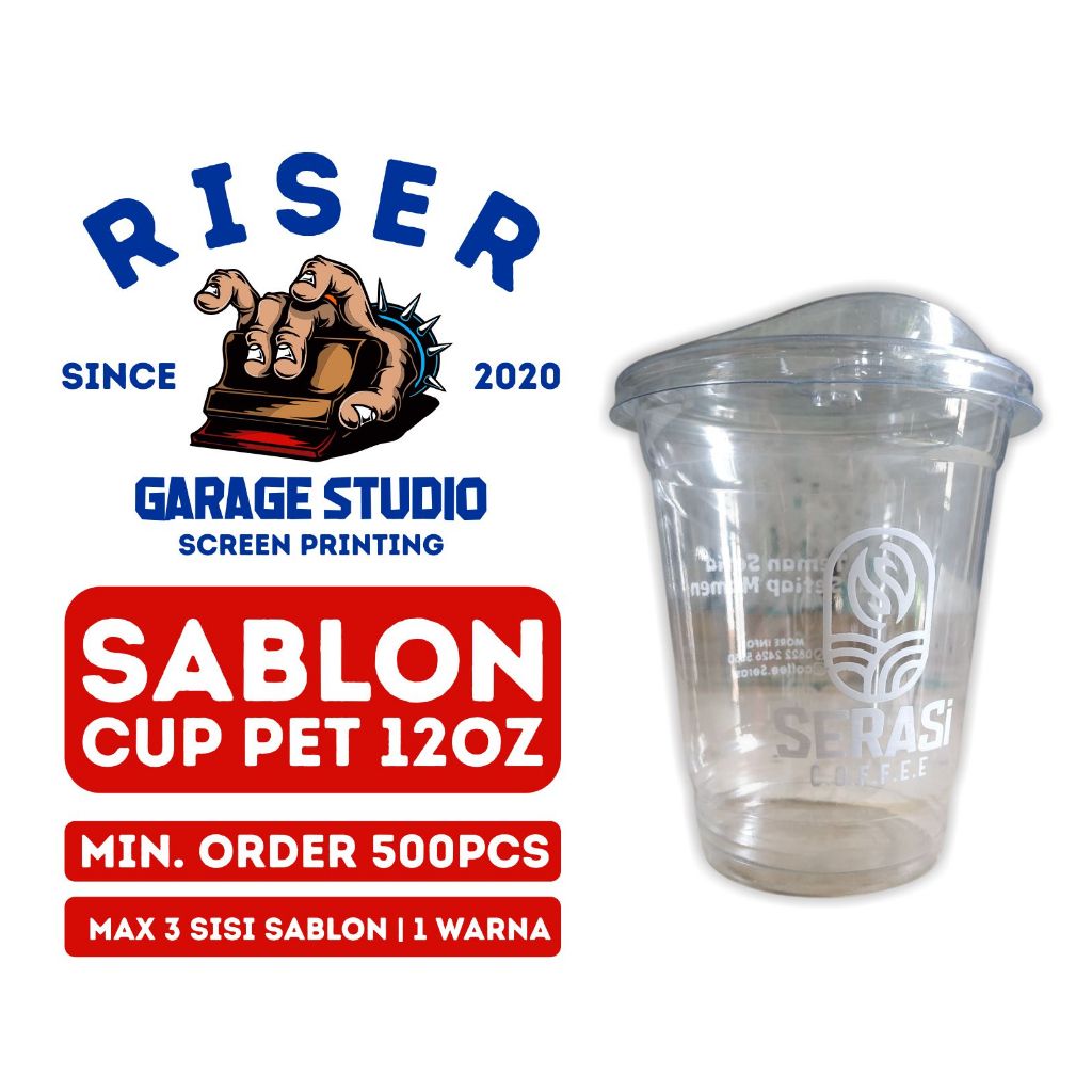 Sablon Gelas kopi Plastik Pet Cup Lid Strawles Starindo