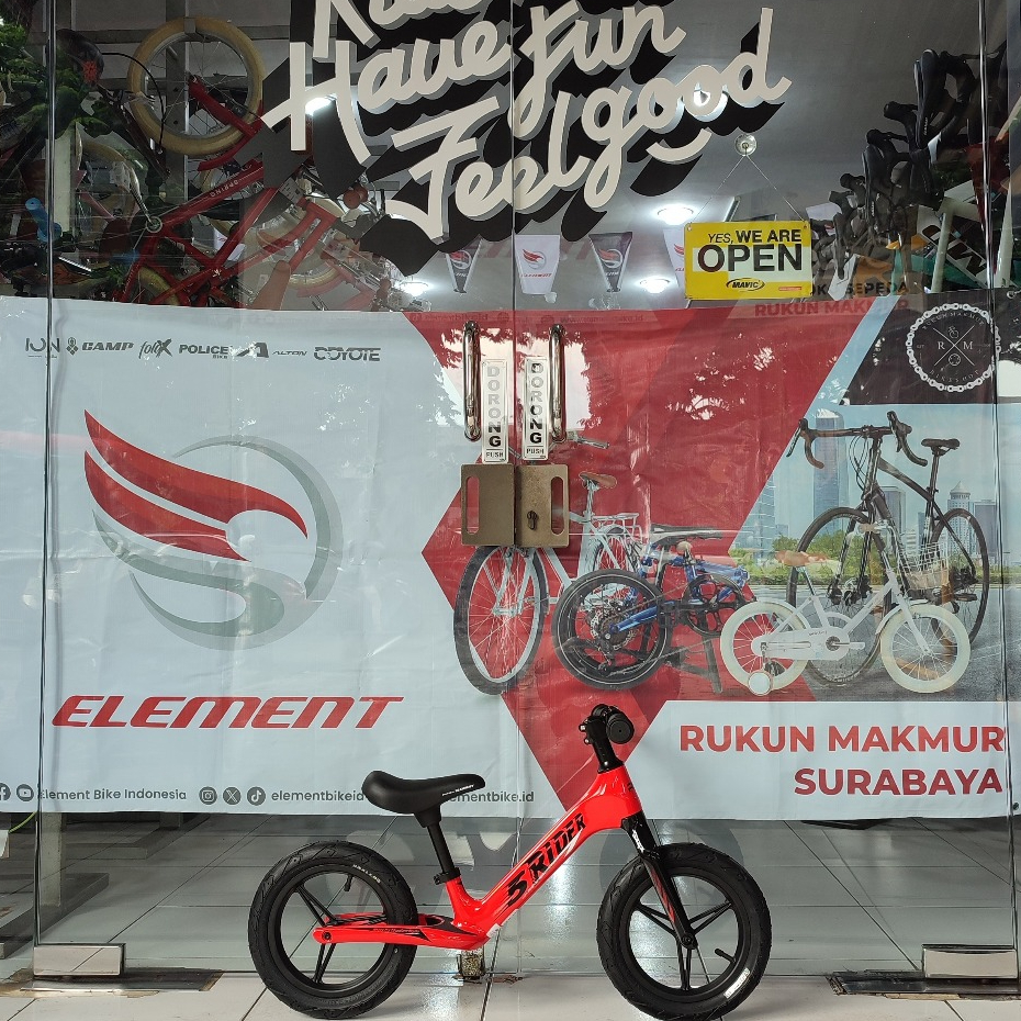 RMB Element Kids Push Bike 5RIDER 4.0 Magnesium Black / Red - Pushbike Balance Bike Bicycle For Kid 