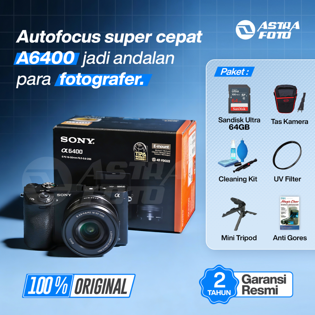 Sony A6400 Kit 16-50mm II - Sony A6400 Kit Lens - Paket Lengkap Body Only & Kit