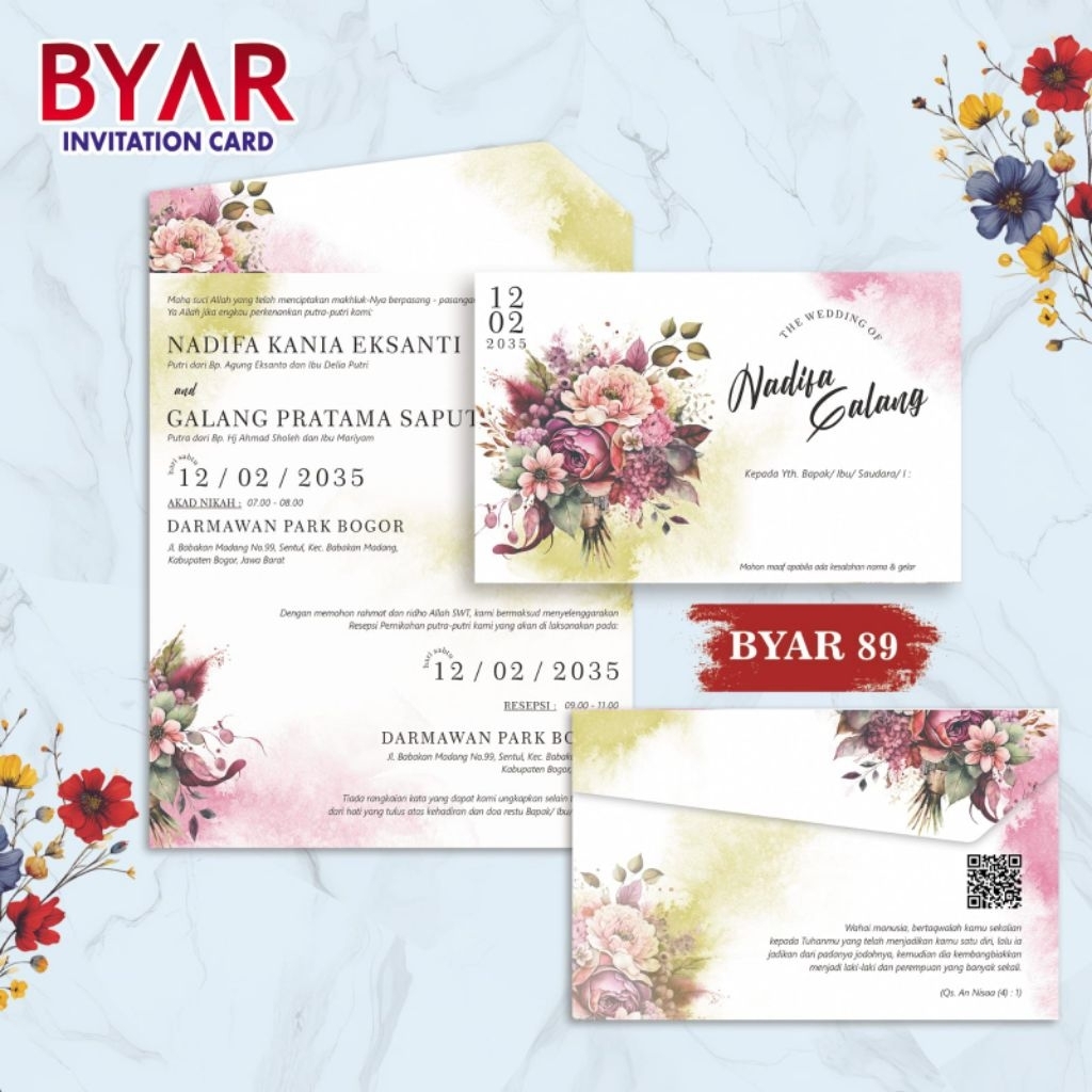Cetak Undangan Blanko BYAR 89 | Cetak Undangan Blanko Murah | Cetak Undangan Elegan | Cetak Undangan