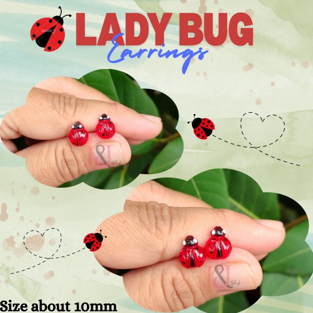 Anting Tusuk plastik tindik motif kepik ladybug
