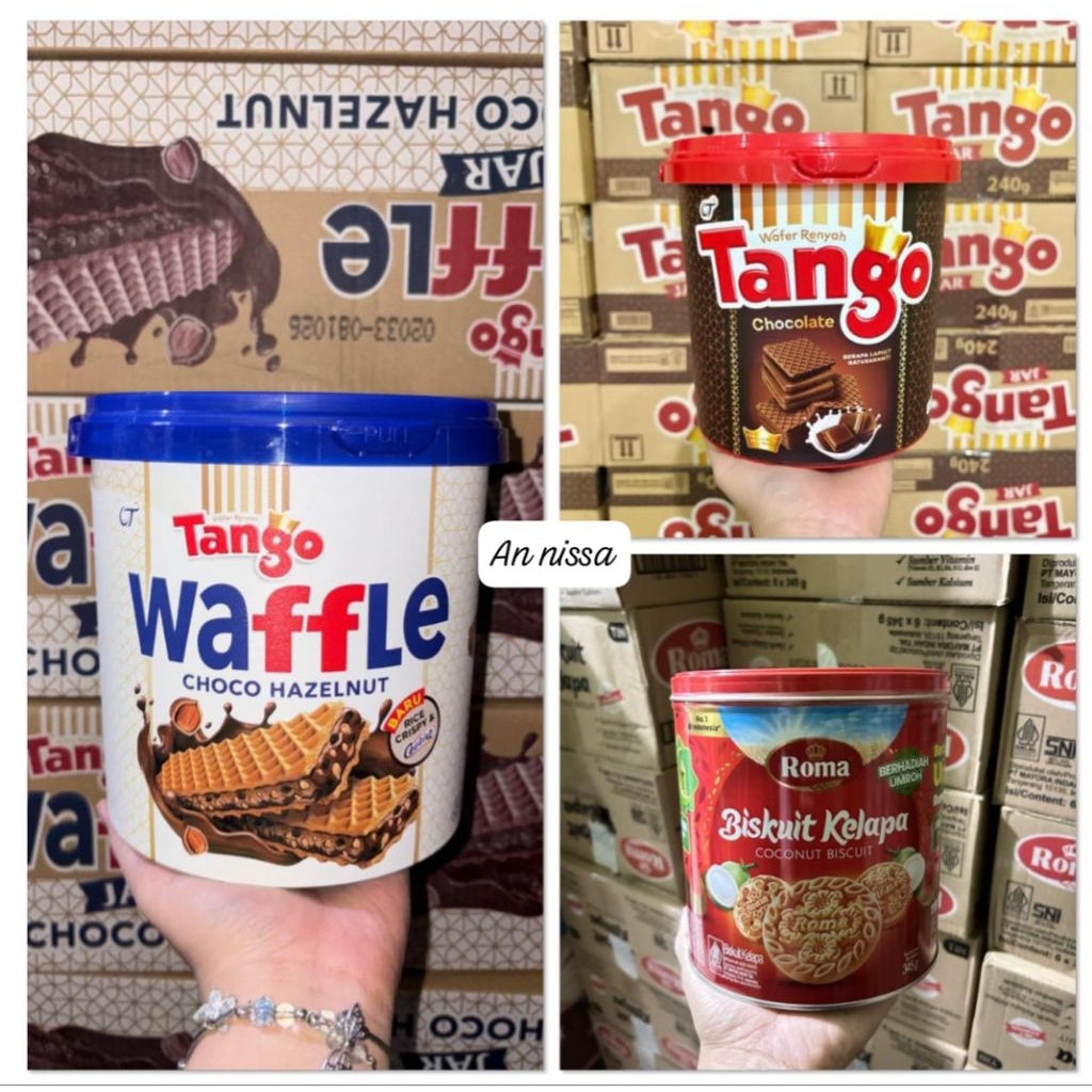 STOK TERBATAS 1 karton TANGO wafer jar ember / roma biscuit kaleng / NISSIN Wafers (1karton isi 6)