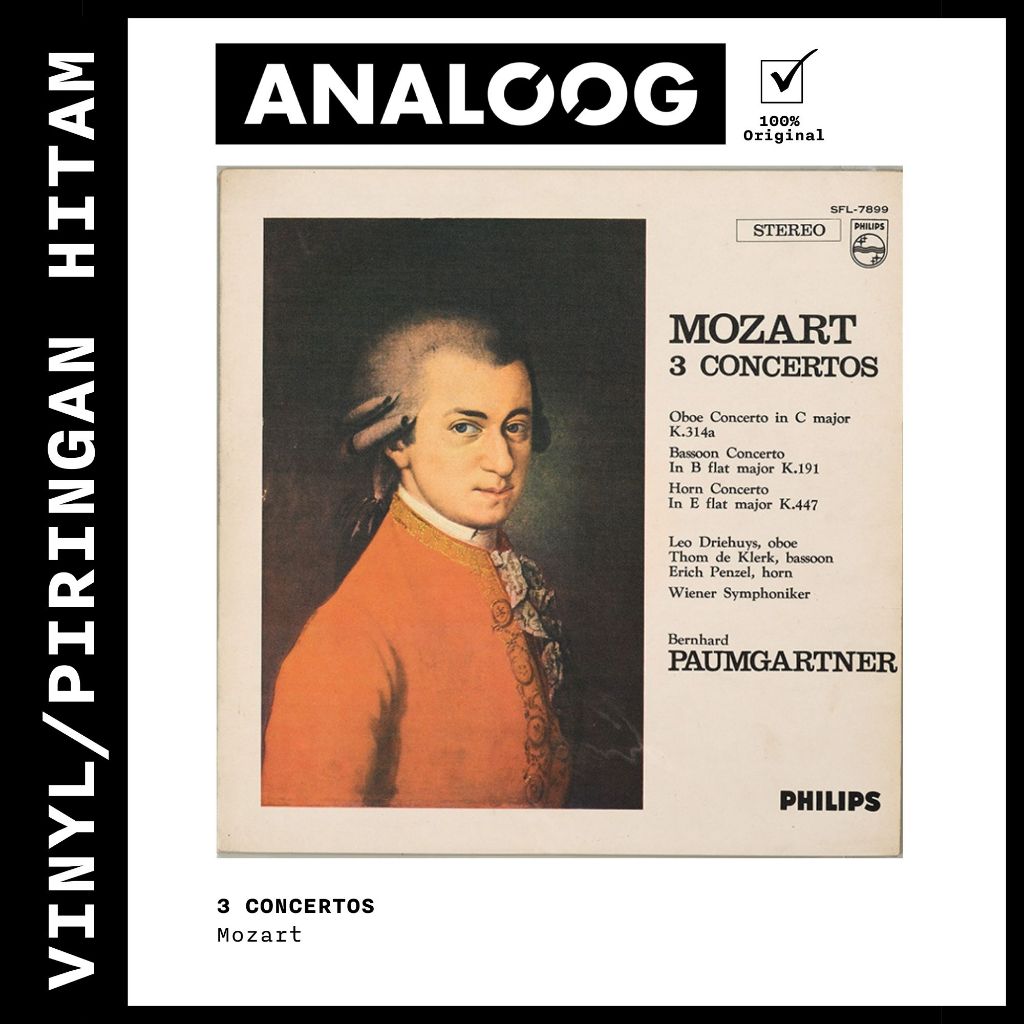 (VINYL/PIRINGAN HITAM) -MOZART - 3 CONCERTOS.
