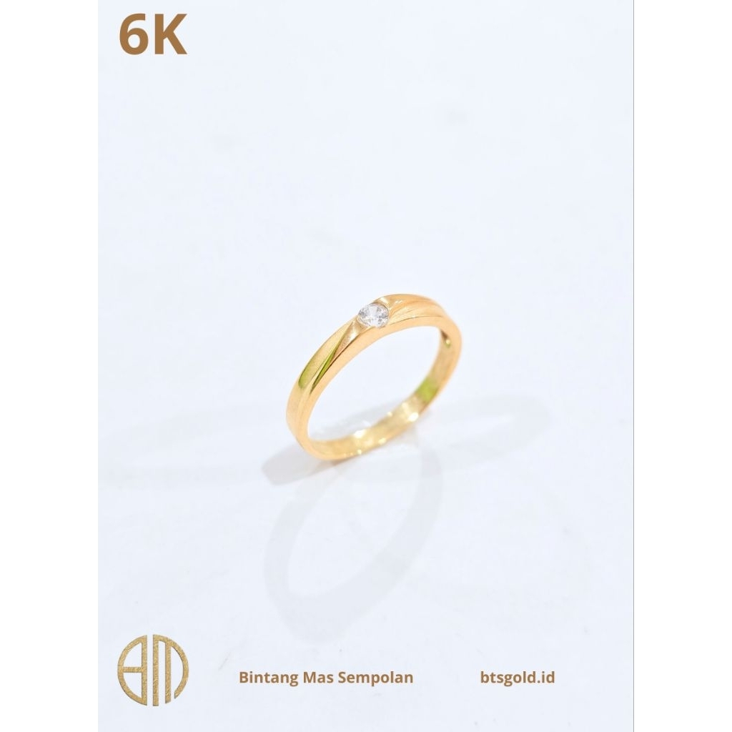 Cincin Permata Putih Doff Emas Asli