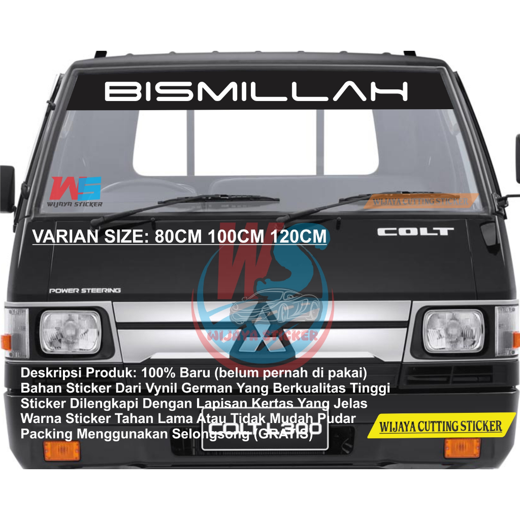 Stiker Tulisan Kaca Depan Mobil Truck, Pick-up, Fuso, L300 - Sticker Cutting Bisa Custom Nama
