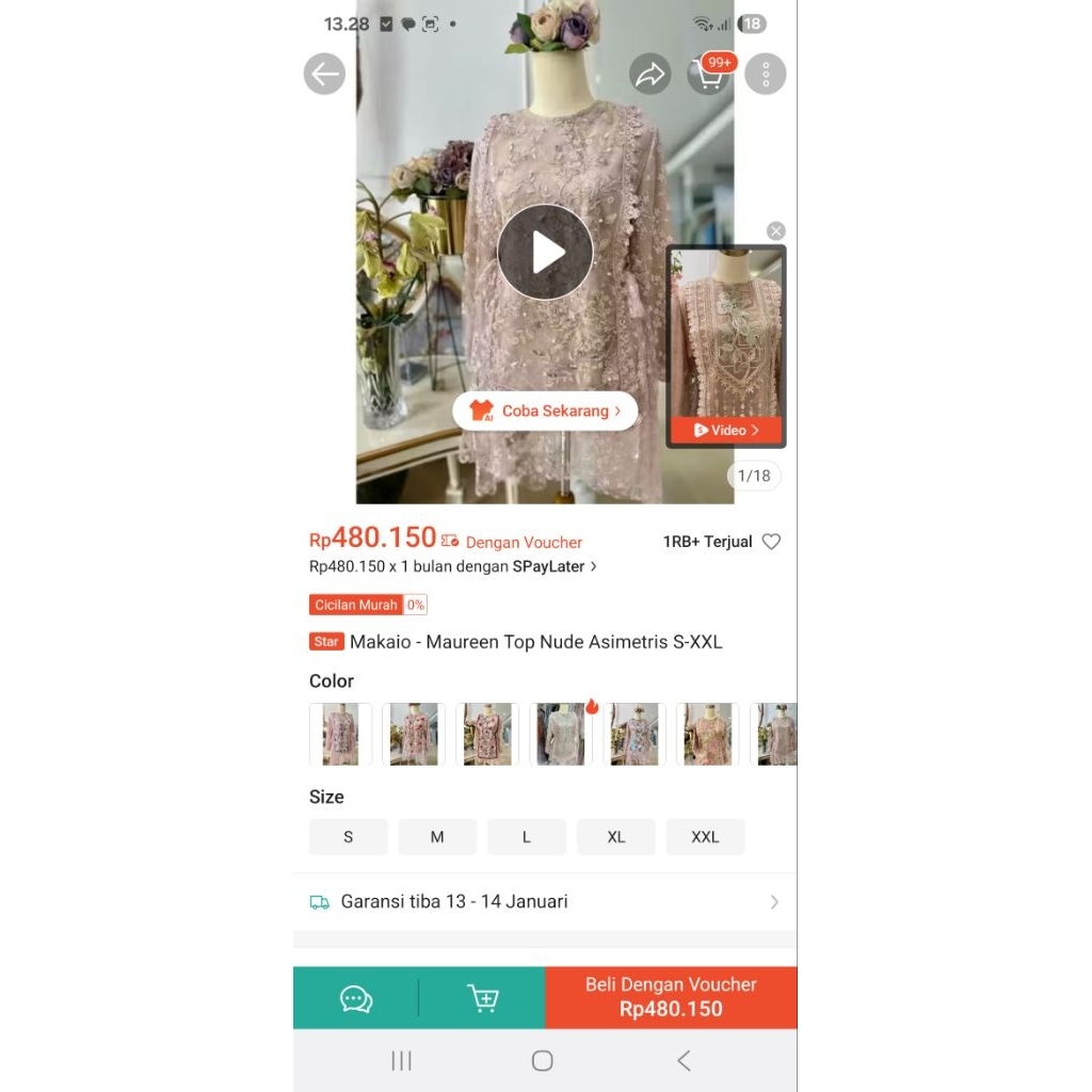 Preloved Mauren Top by MAKAIO Nude SIZE M