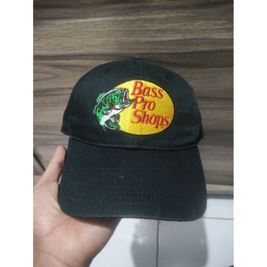 Bass pro shops bordir big logo topi bps bordir hitam hijau botol