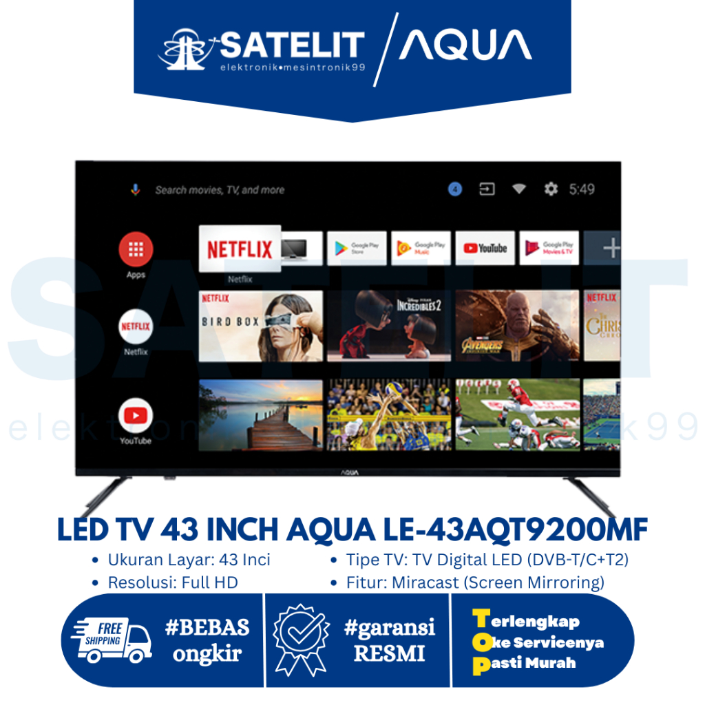 LED TV 43 INCH AQUA LE-43AQT9200MF