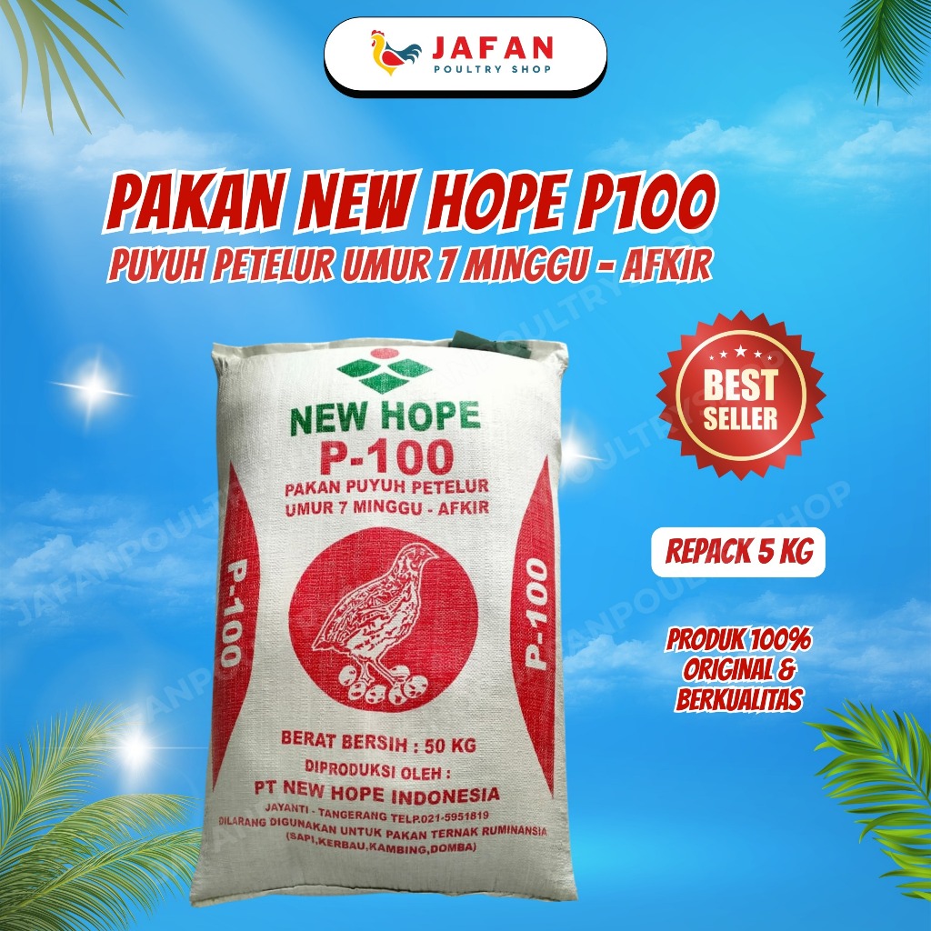 Pakan Burung Puyuh P100 Dikemas 5 Kg