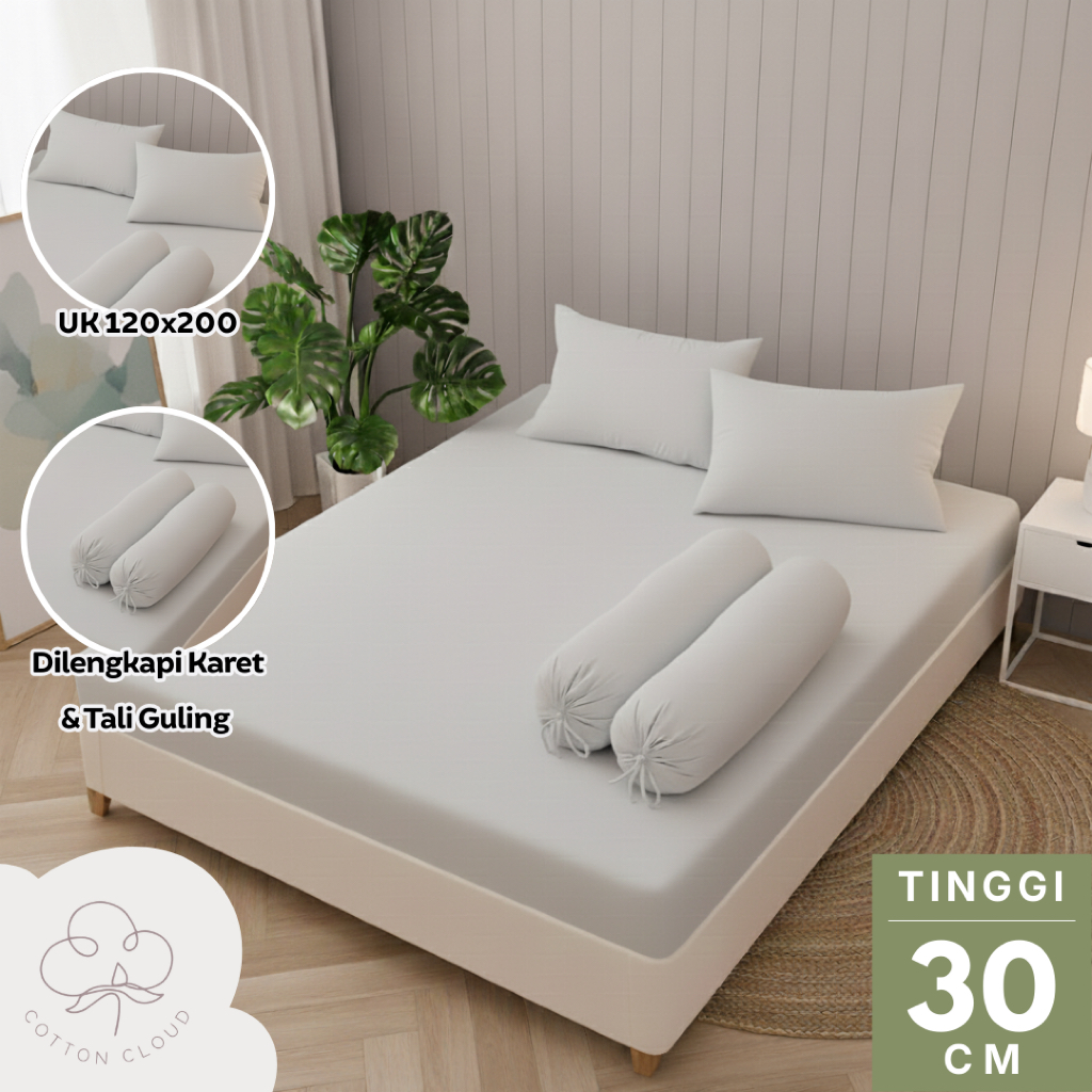 COTTON CLOUD - Sprei Microtex Polos UK 120x200 T30 - Premium Microtex Disperse Cotton Plain Seris UK