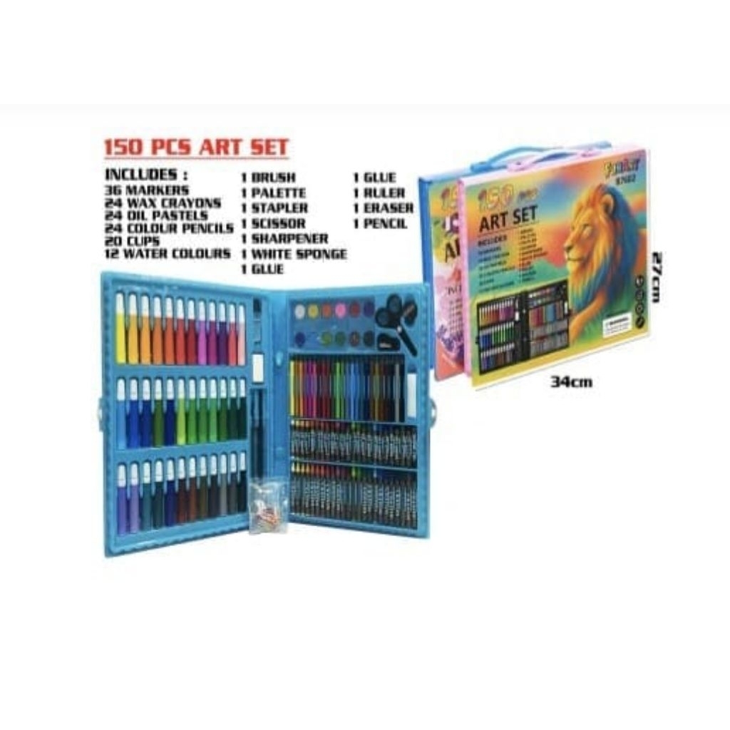 CRAYON ART SET CRAYON 150WARNA AWET ISI BANYAK 150 PCS ART SET SEMUA INCLUDES CRAYON BUAT SEKOLAH CR