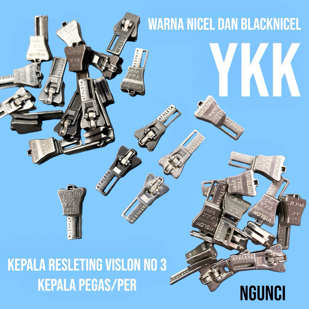 per lusin kepala resleting YKK vislon pegas no 3