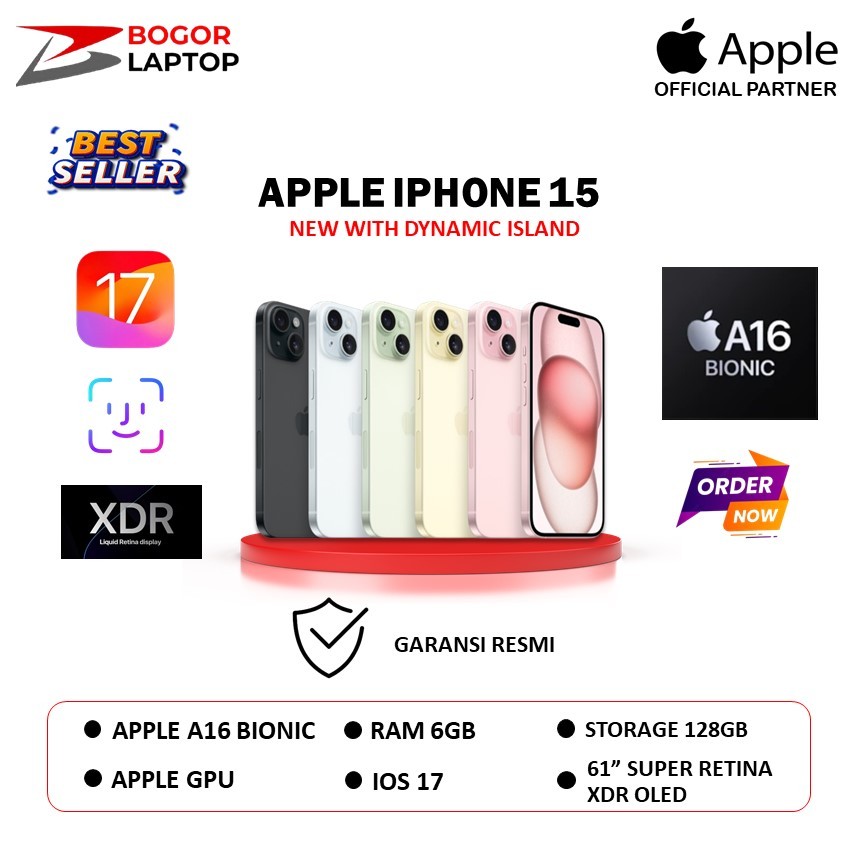 Apple Iphone 15 RAM 6GB Storage 128GB Garansi Resmi Indonesia 1 Tahun