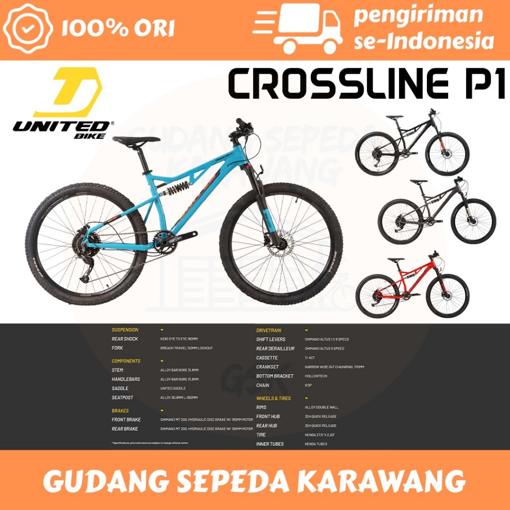 SEPEDA GUNUNG UNITED MTB 27.5 United Crossline P1