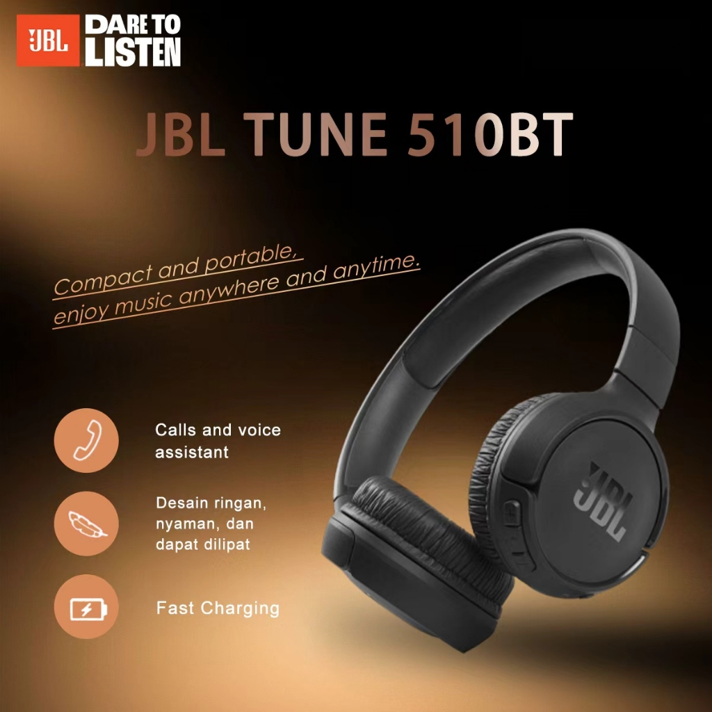 100%Original JBL JBL Tune 510BT Wireless On-Ear Headphones Wireless Bluetooth  Super Bass With Micro