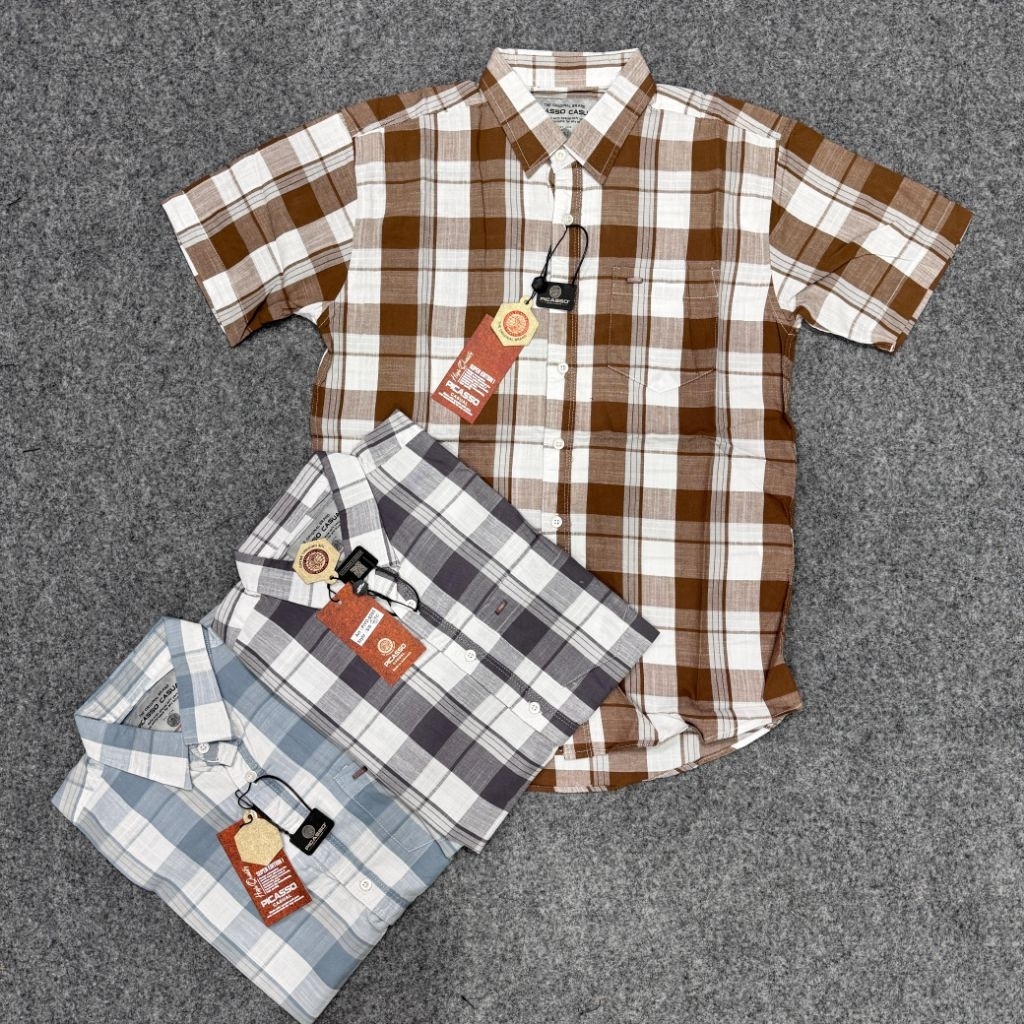 KEMEJA KOTAK-KOTAK BAHAN PREMIUM ORIGINAL PICASSO