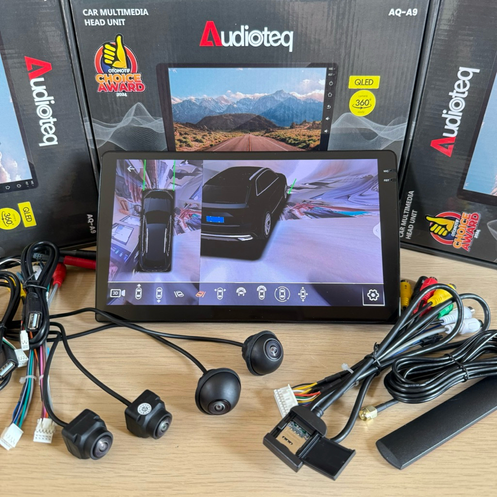HEAD UNIT ANDROID SUPORT GSM 4G SUPORT KAMERA 360 ANDROID 9 INCH AUDIOTEQ RAM 3 GB KARTU SIM CARD GS