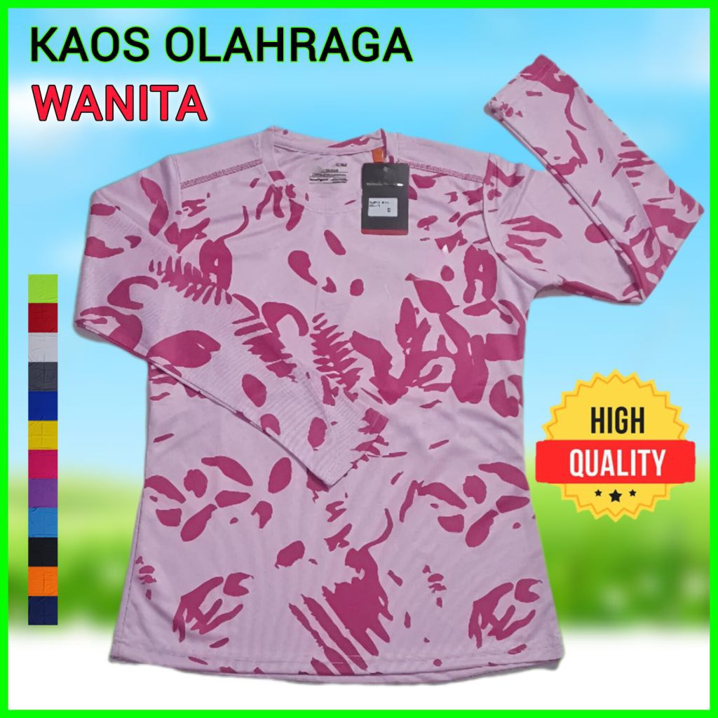 ZS SPORT 040 Baju Training Olahraga Wanita Lengan Panjang Kaos Senam Running Shirt Lari Gym Zumba