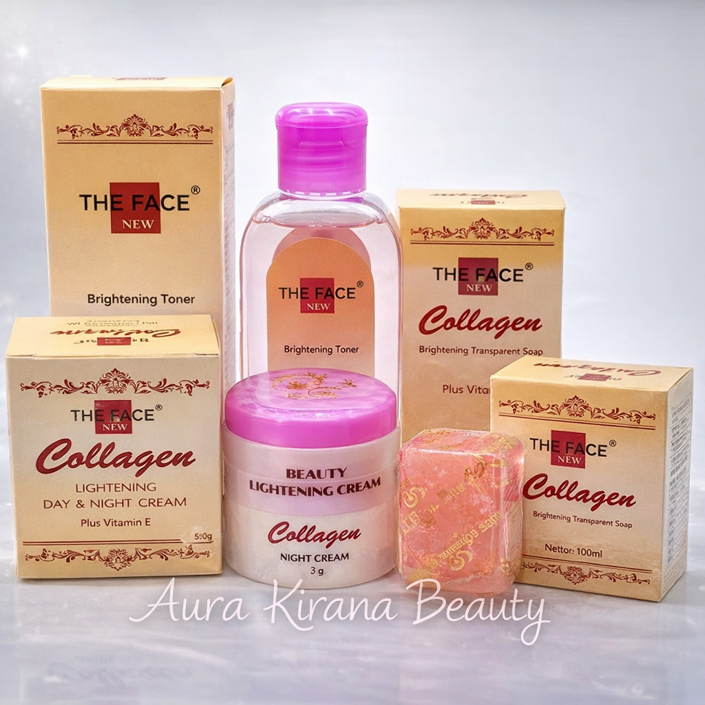 Paket Cream Collagen Krim Colagen The Face Ori BPOM INDONESIA Lengkap 5 in 1 (Krim Siang , Krim Mala