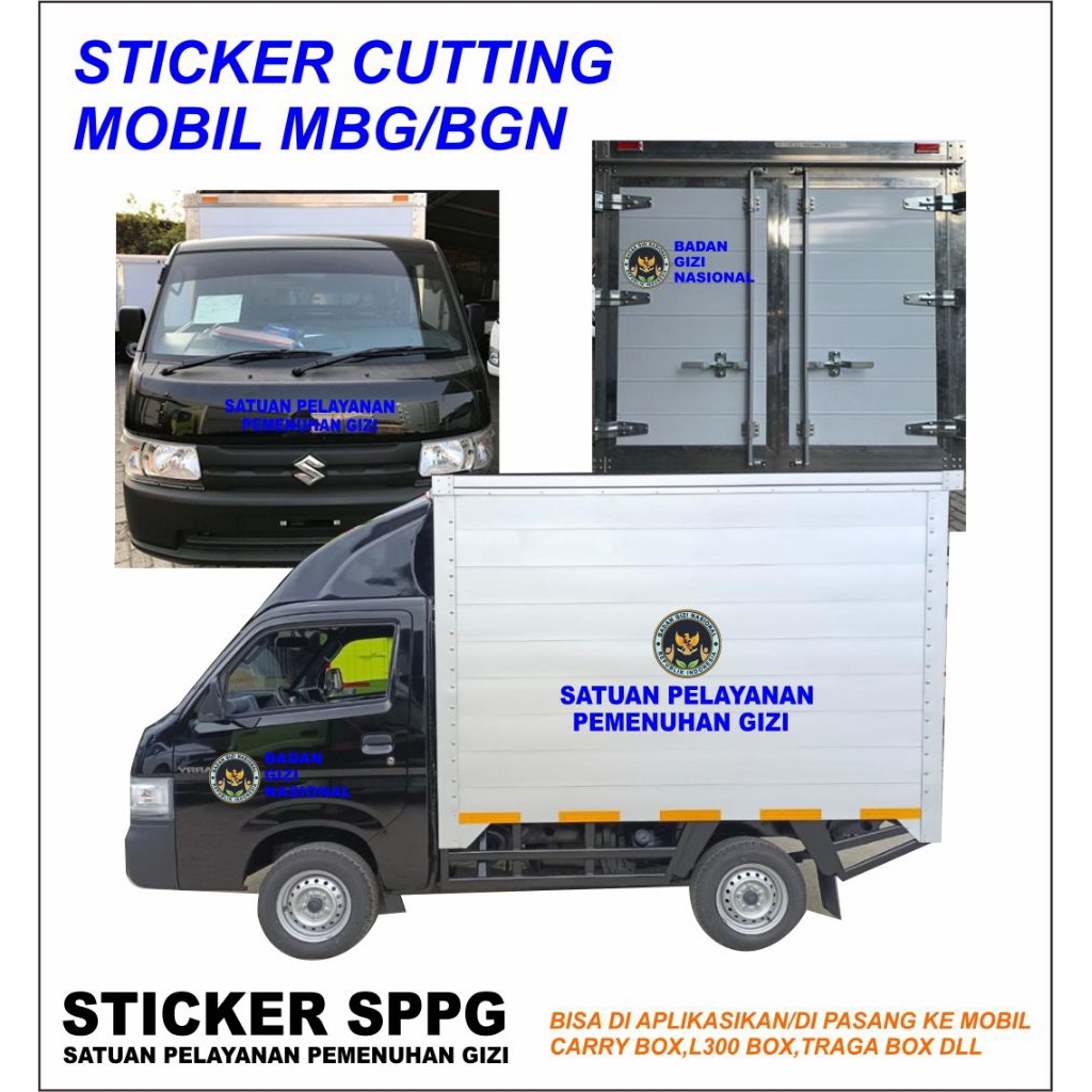sticker logo mobil MBG/BGN, Cutting sticker mobil operasional MBG/BGN badan gizi Nasional