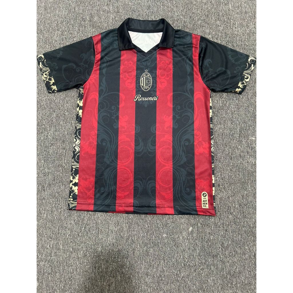 Jersey AC Milan Hitam Merah Gold ROSSONERI 3.0 by rsport indonesia full printing - baju ac milan hit