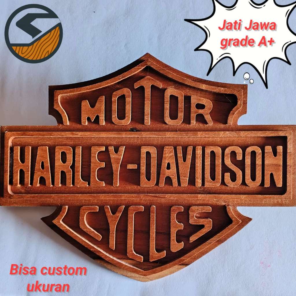 Ukiran kayu jati HARLEY DAVIDSON 3D
