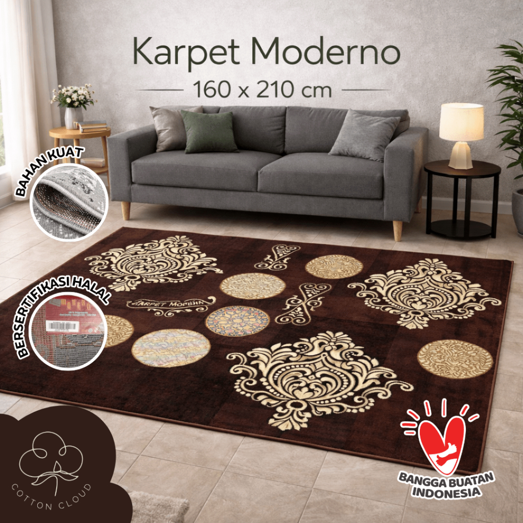Karpet Lantai Exotic Permadani "Moderno" Premium Tebal Universal Uk 160x210