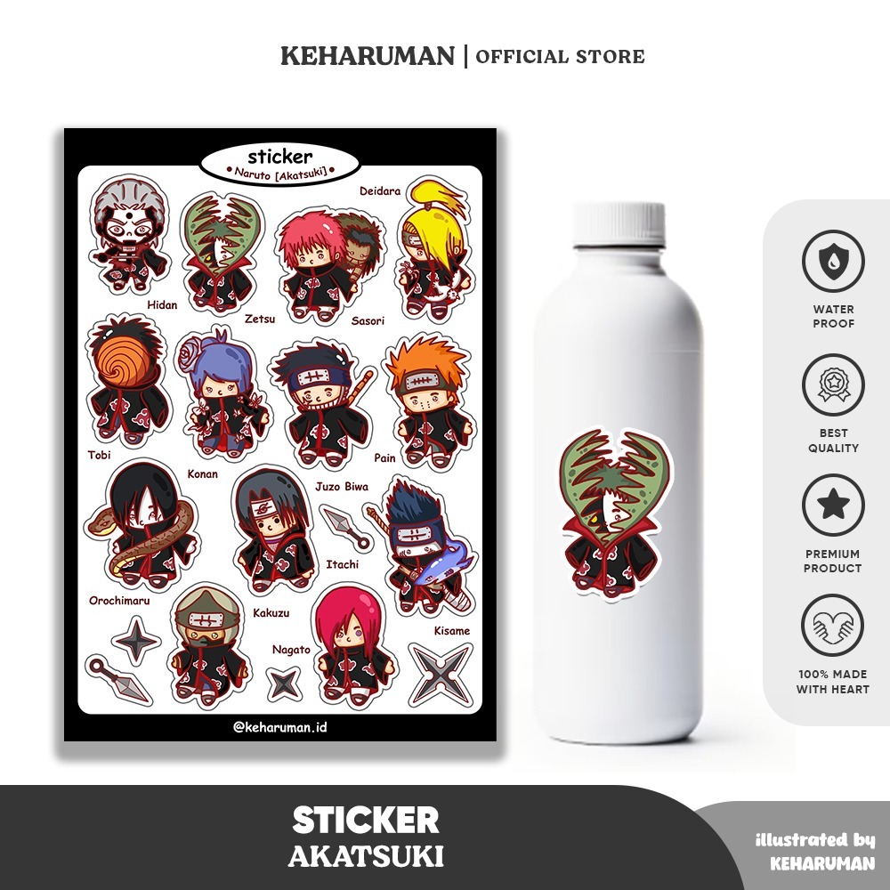 Sticker Naruto Akatsuki Pain Deidara Sasori Orochimaru Kisame Tobi Conan Zetsu