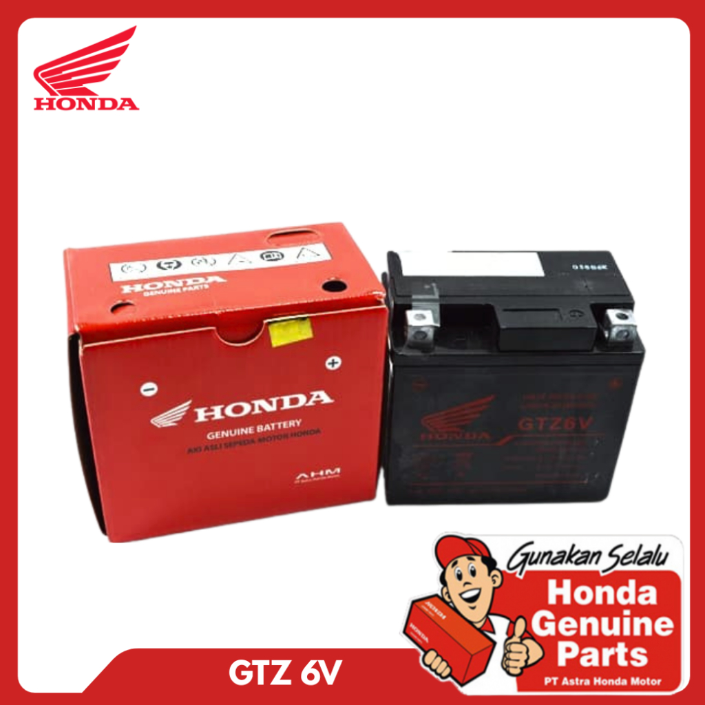 Ahass Mia Motor Accu Battery GTZ6V Honda BeAT ADV PCX Scoopy Vario Genio 31500KZR602 Accu Aki Batter