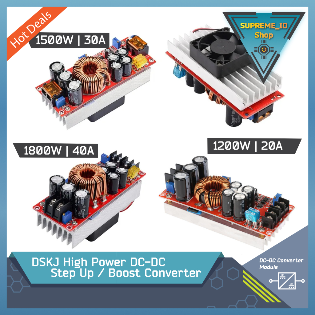 High Power DC-DC Step Up Boost Converter + Active Cooling | 1200W 20A | 1500W 30A | 1800W 40A